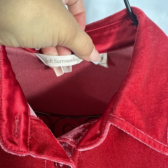 soft surroundings rust velvet boyfriend button down boyfriend shirt size S - Picture 2 of 6